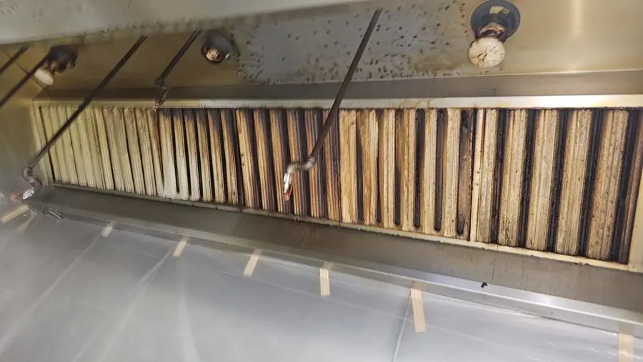 Restaurant hood filters before cleaning