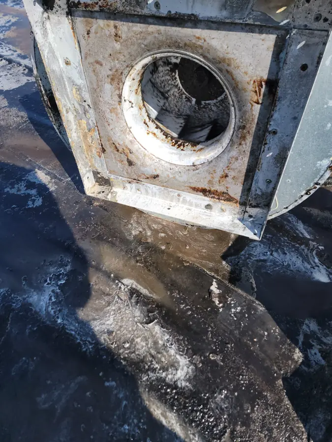 Rooftop upblast exhaust fan after cleaning